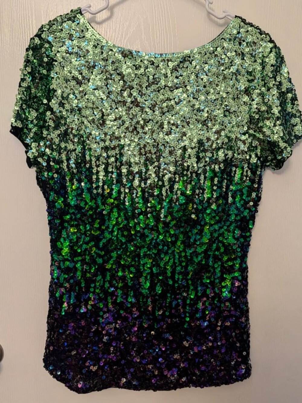 Maner Peacock colors ombré sequin top XL - Picture 3 of 5